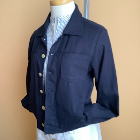 ELLEN TRACY Navy Crop Linen Blend Jacket Size M - Picture 5 of 15